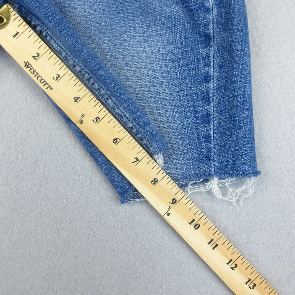 Levi's 518 Superlow Shorts Womens Size 3 Blue Denim Raw Hem Casual Low Rise